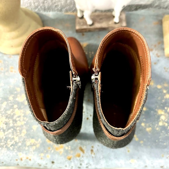 EUC Antonio Melani Brown Leather and Gray Wool Heeled Boots - Picture 6 of 16